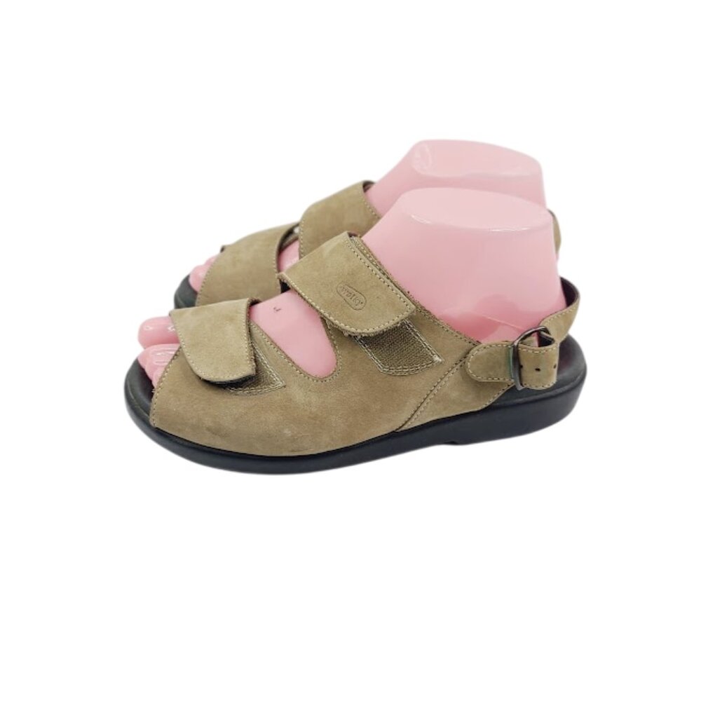 Wolky Women's Khaki Nimes Leather Open Toe Classic Slingback Sandal Size 6